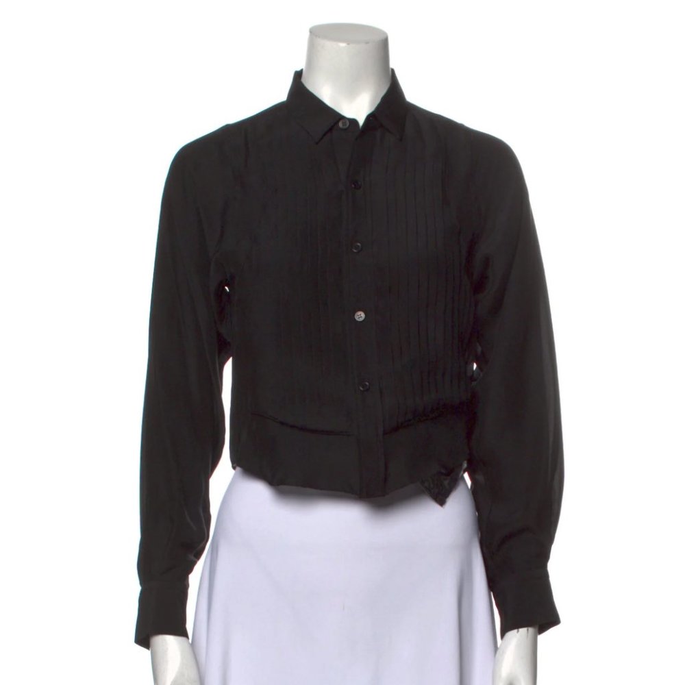 NOIR KEI NINOMIYA Silk Long Sleeve Crop Top